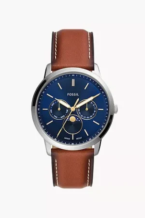 Fossil Neutra Moonphase Multifunction Brown Leather Watch