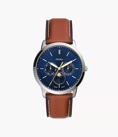 Fossil Neutra Moonphase Multifunction Brown Leather Watch